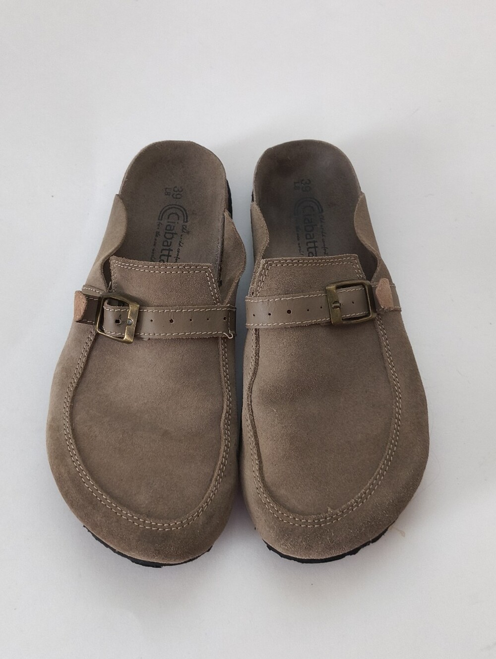 Ciabattas Womens Suede Slip-On Clog in Taupe Size 39